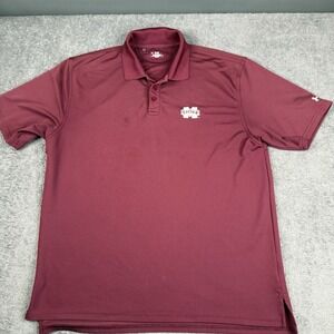 Mississippi State Bulldogs Polo Shirt Mens Large Maroon NCAA Football Dawgs